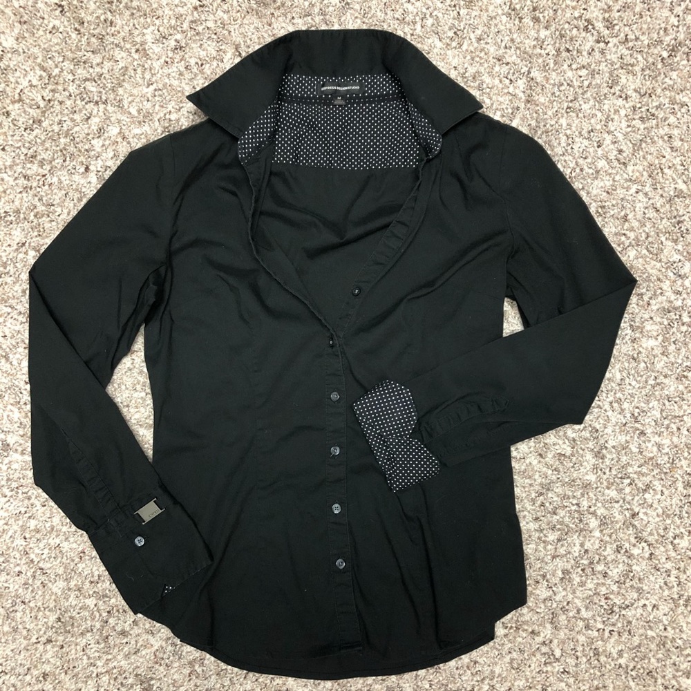 Express Button Down V-Neck Blouse